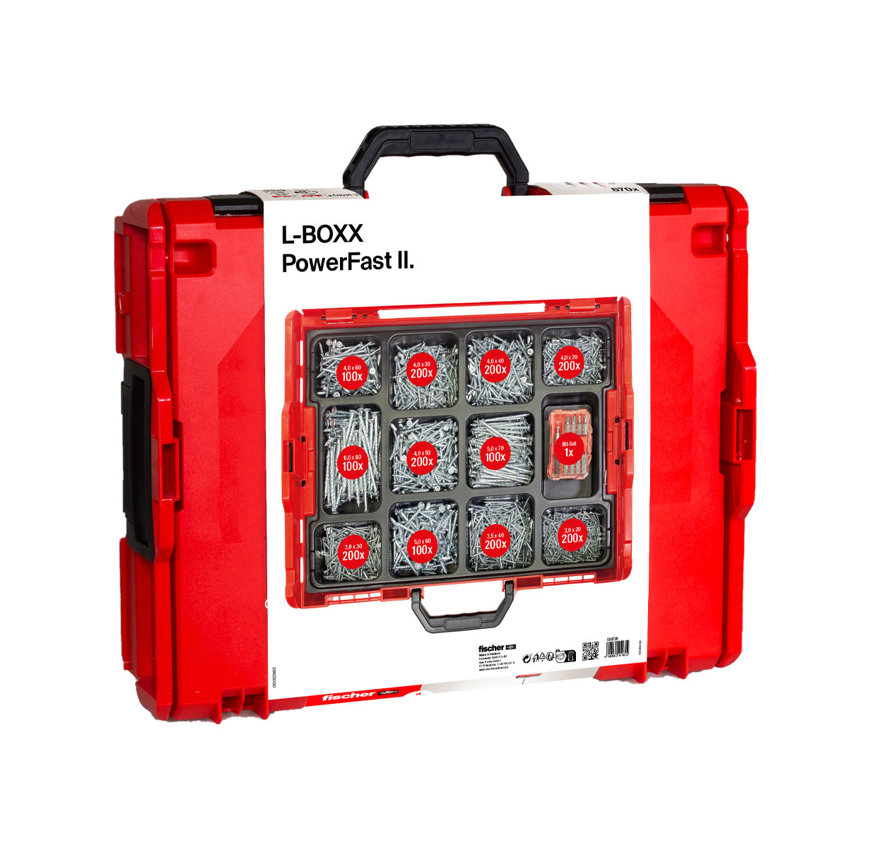 Kit PowerFast II L-BOXX 102 1.800 parafusos + conjunto ProfiBit 10 unid. Fischer