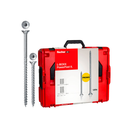 Kit PowerFast II L-BOXX 102 1.800 parafusos + conjunto ProfiBit 10 unid. Fischer