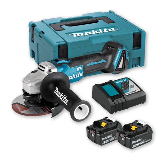 Mini moinho 18V com 2 baterias 5Ah + Carregador + Estojo Makita DGA504RTJ