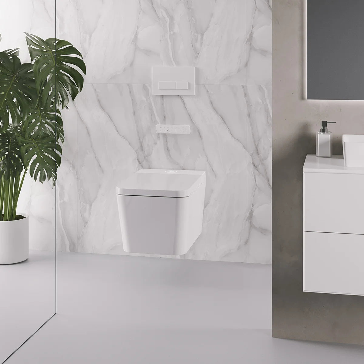 Sanita japonesa Mizubath com limpeza inteligente Mizubath Island Wall-Hung Branco